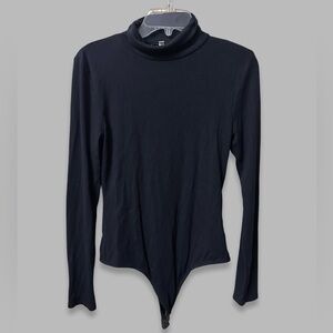 Gianni Bini Women's Turtleneck Long Sleeve Bodysuit Basic Slim Fit Black Medium